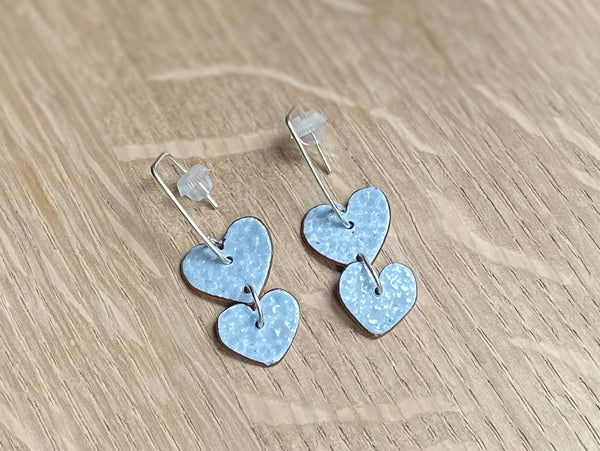 Double Heart Drop Earrings